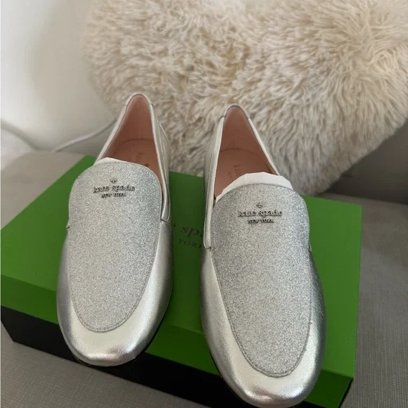 Kate Spade Silver Women's Loafers sz 10 - Picture 2 of 7